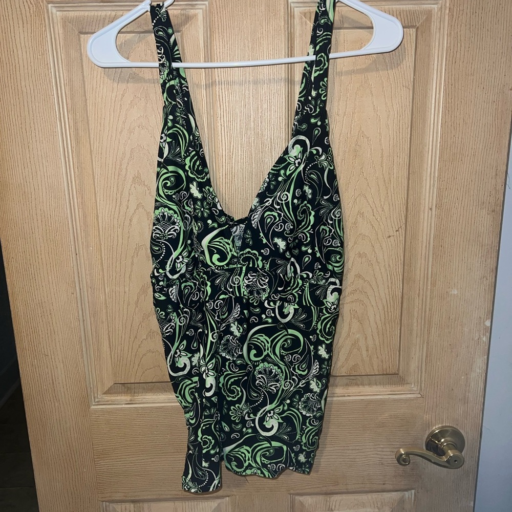 Deb Black and Green Floral Swimsuit